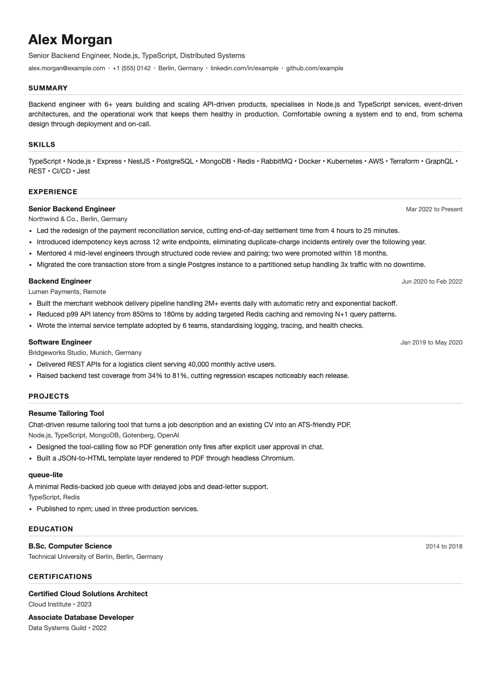 Classic resume template