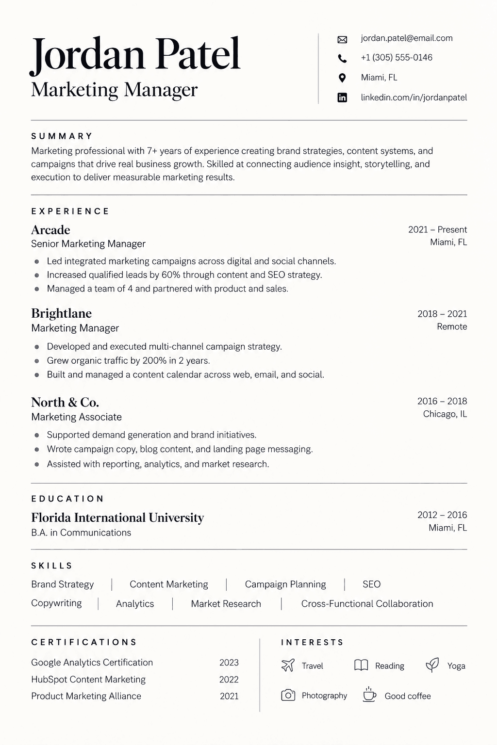 Editorial resume template