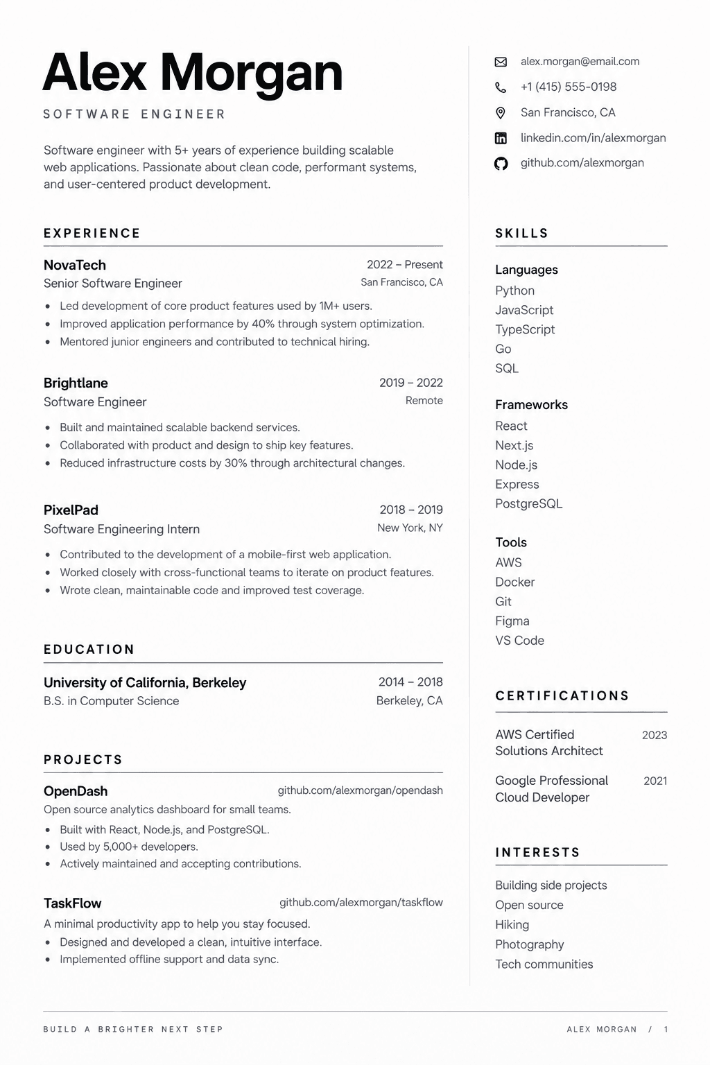 Mono resume template